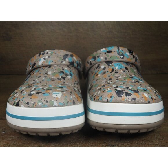 Crocs Tan Paint Splatter Slip On Clogs Sandals Men's 8 / Women's 10 - Picture 3 of 8